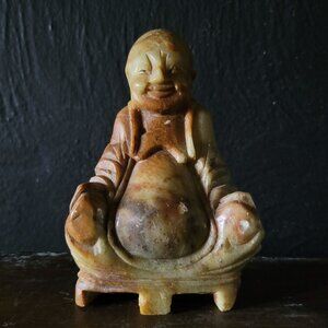 Vintage Stone Carved Statue Buddha, Sitting Buddha Figurine *Read